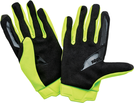 100% Ridecamp Riding Gloves - Fluorescent Yellow, Medium