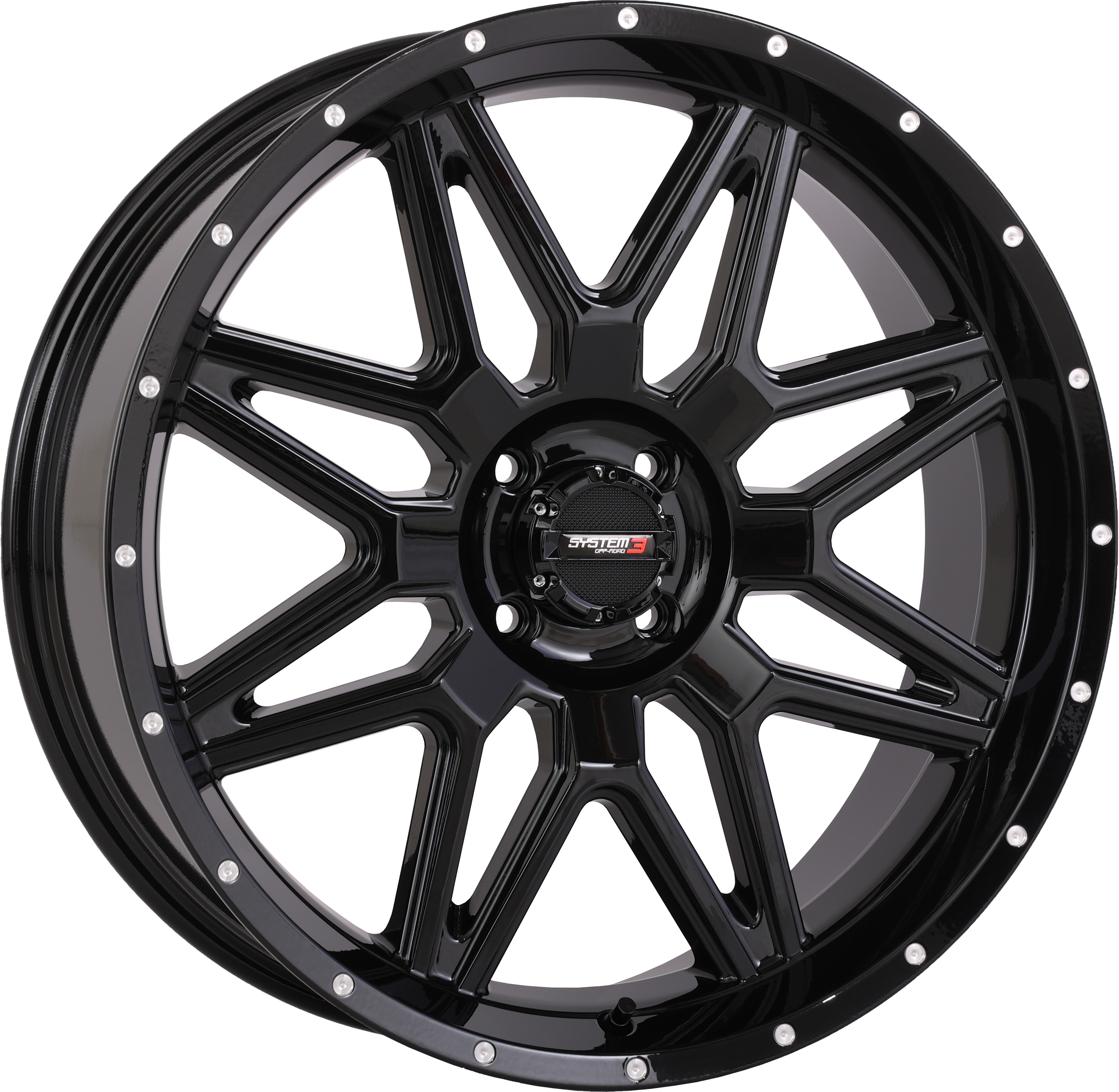 Photo of ST7 WHEEL 20X7 4+3 (+10MM) 4/110 GLOSS BLACK by SYSTEM 3 - Premium Wheels for UTVs / Side by Sides