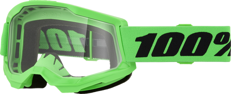 100% Strata 2 Goggles - Neon Green Clear Lens