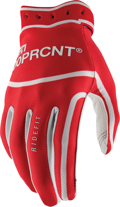 100% Ridefit Riding Gloves - Red, 2XL