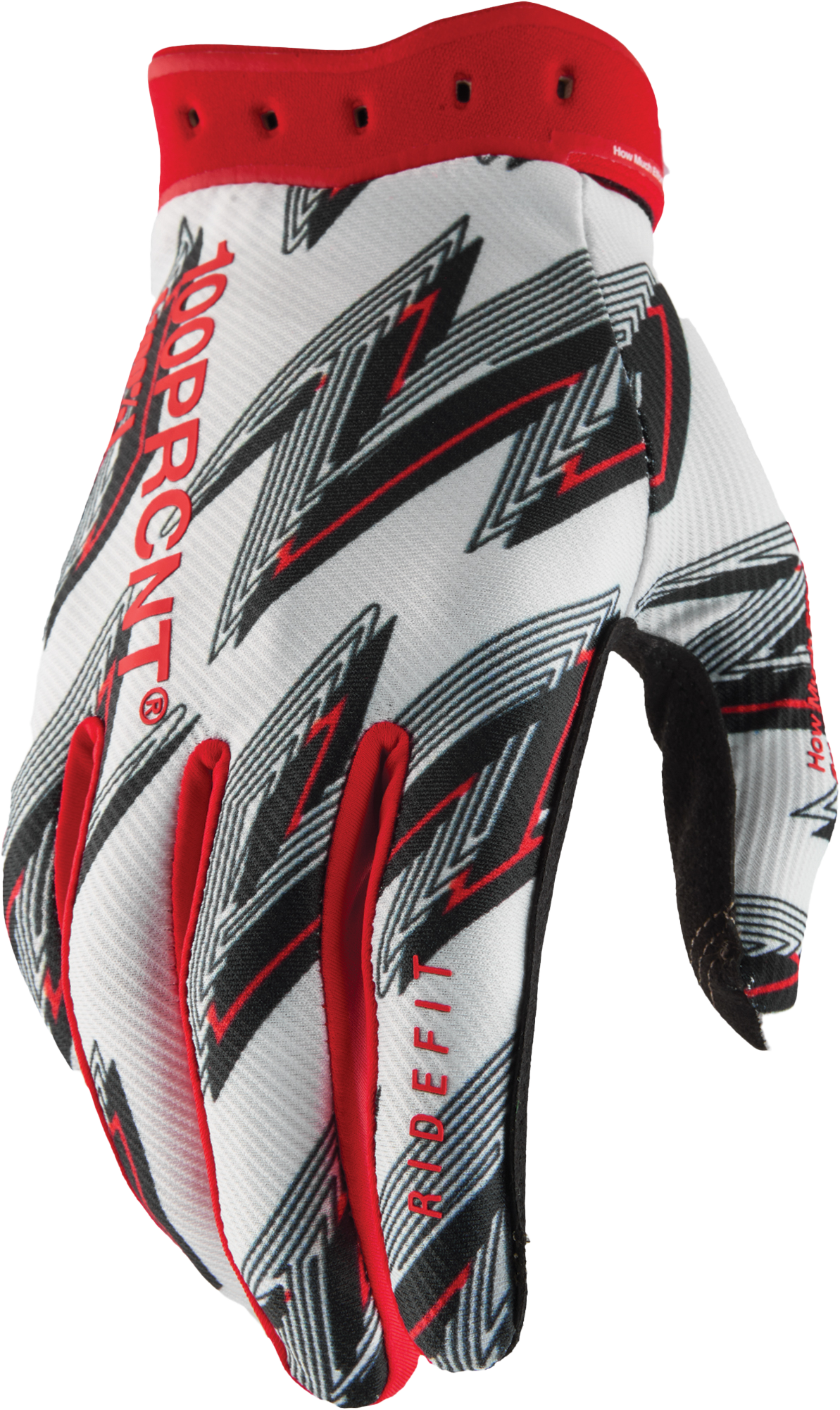 100% Ridefit Riding Gloves - White/Red, XL