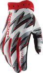 100% Ridefit Riding Gloves - White/Red, 2XL