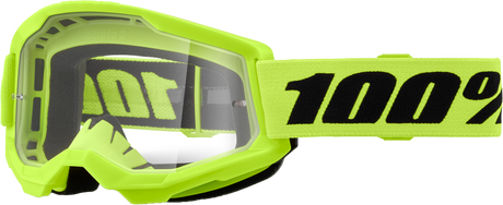 100% Strata 2 Junior Goggles - Neon Yellow Clear Lens