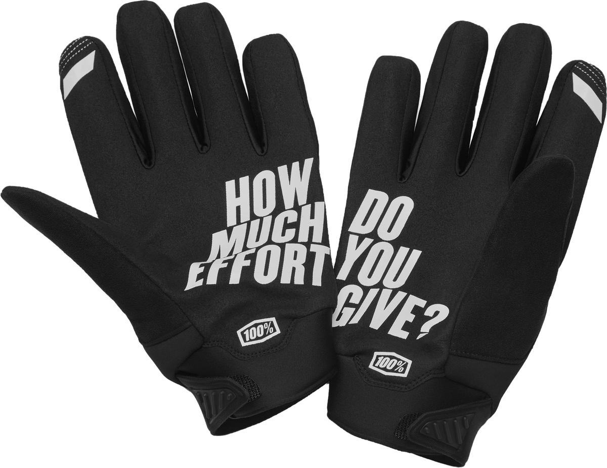 100% Brisker Cold Weather Riding Gloves - Black, XL