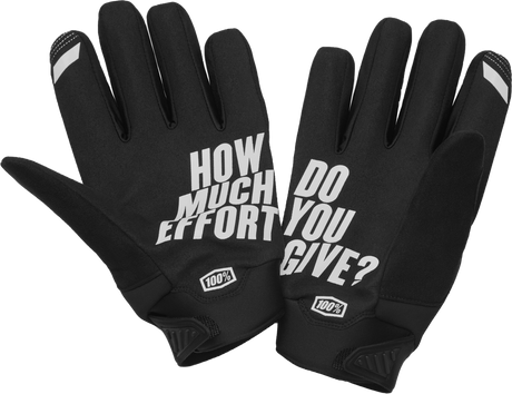 100% Brisker Cold Weather Riding Gloves - Black, Small