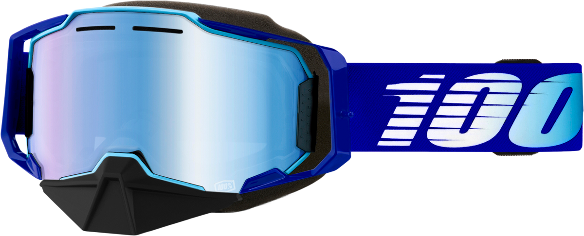 100% Armega Snowmobile Goggles - Blue Yellow Lens