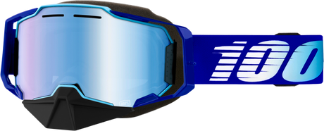 100% Armega Snowmobile Goggles - Blue Yellow Lens