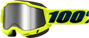 100% Accuri 2 Snowmobile Goggles - Neon Yellow Silver Mirror Lens