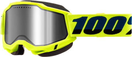 100% Accuri 2 Snowmobile Goggles - Neon Yellow Silver Mirror Lens