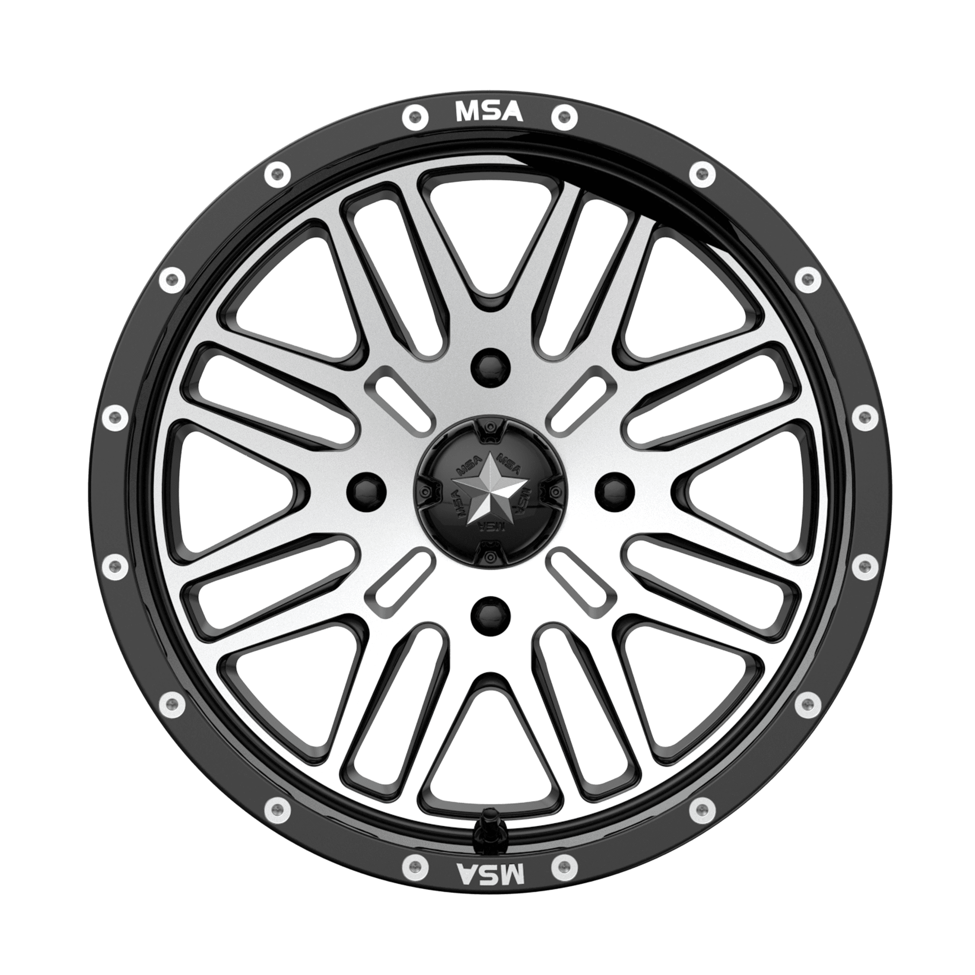 Photo of MSA M38 Brute - Gloss Black Machined by MSA Offroad Wheels - Premium for UTVs / Side by Sides