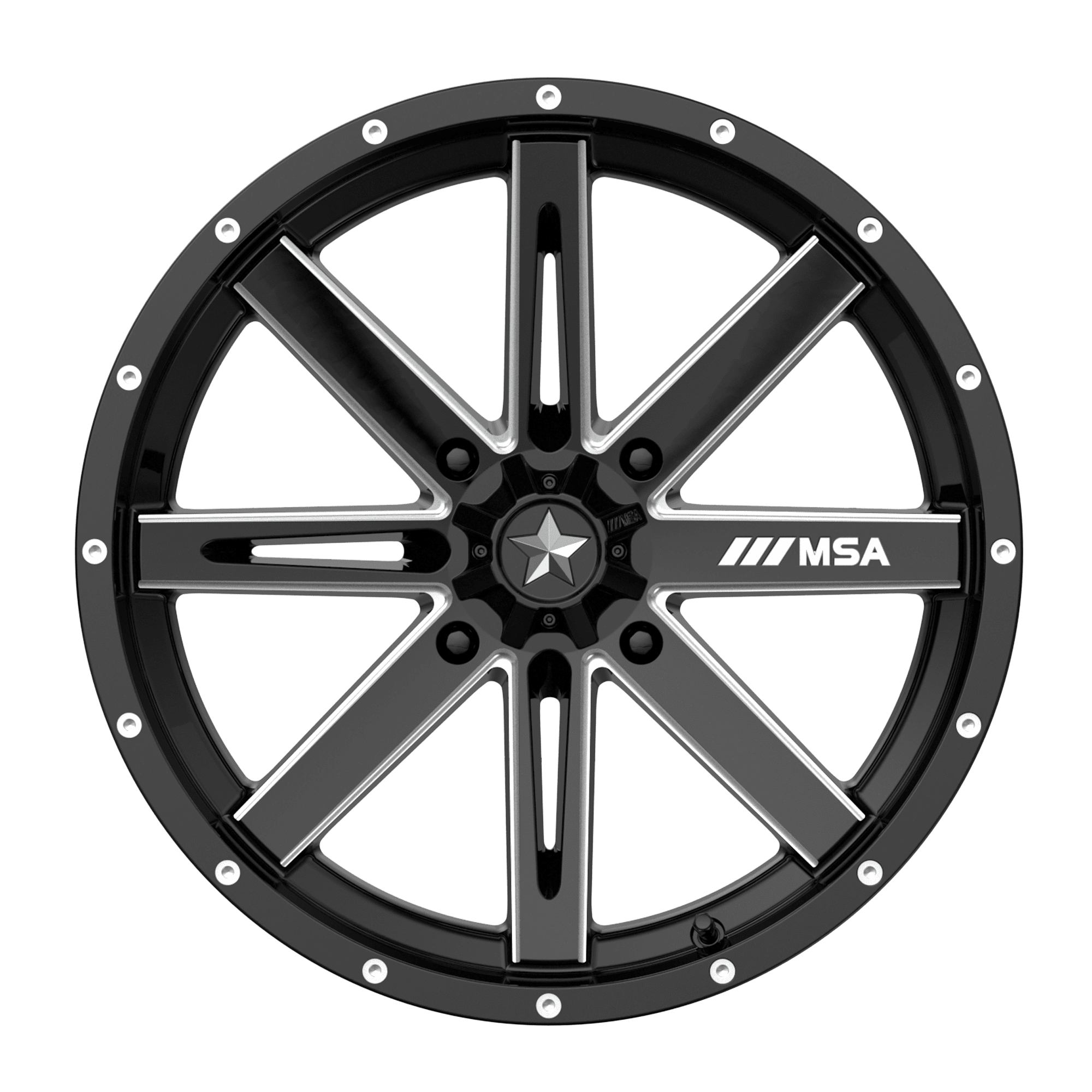 Photo of MSA M41 Boxer - Gloss Black Milled by MSA Offroad Wheels - Premium for UTVs / Side by Sides