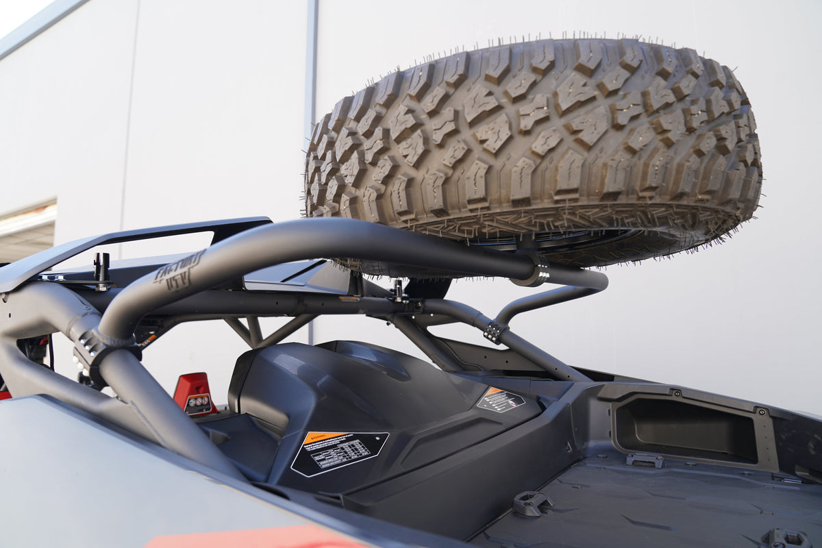 Photo of Can-Am Maverick R Max Mid-Height Dual Clamp Spare Tire Mount by Factory UTV - Premium Spare Tire Mounts for UTVs / Side by Sides
