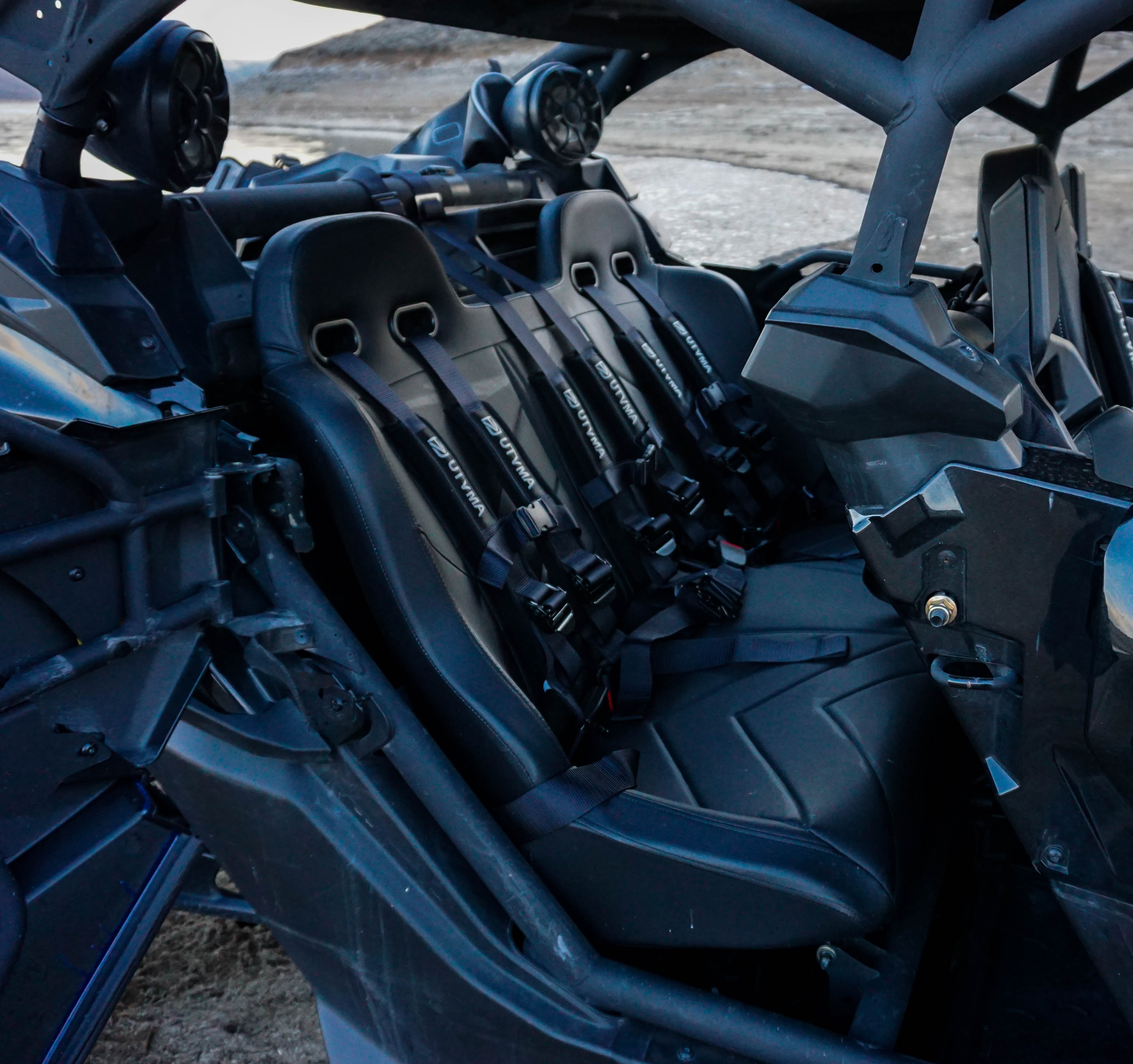 Photo of Maverick X3 Rear Bench Seat W Harnesses (2017-2025) by UTV Mountain Accessories - Premium Seats & Accessories for UTVs / Side by Sides