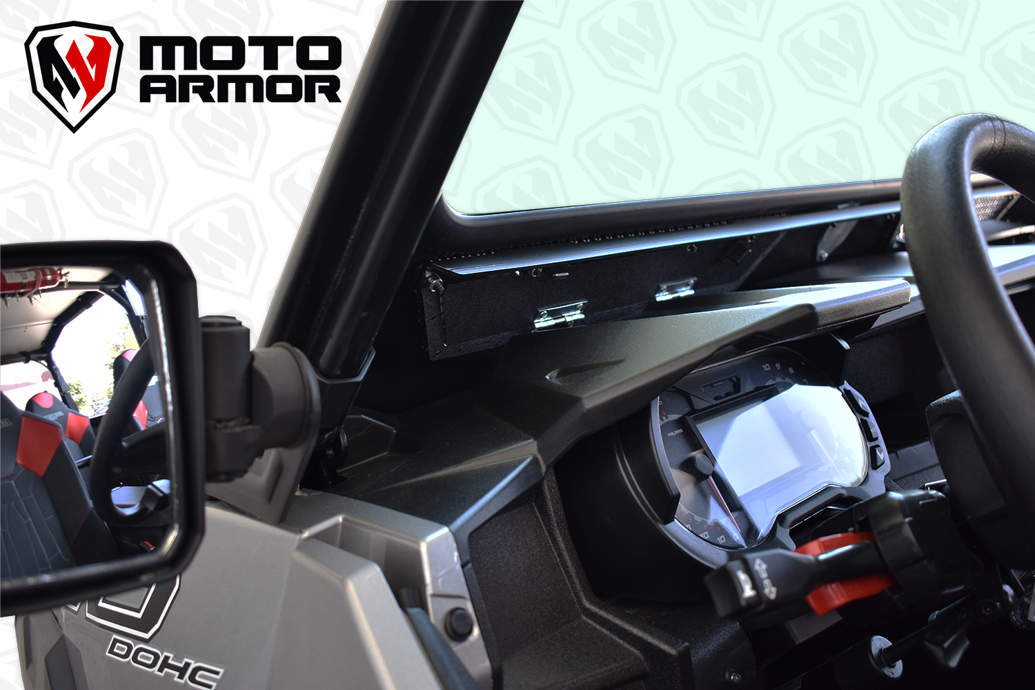 Photo of Vented Full Glass Windshield for Polaris General Black by Moto Armor - Premium for UTVs / Side by Sides