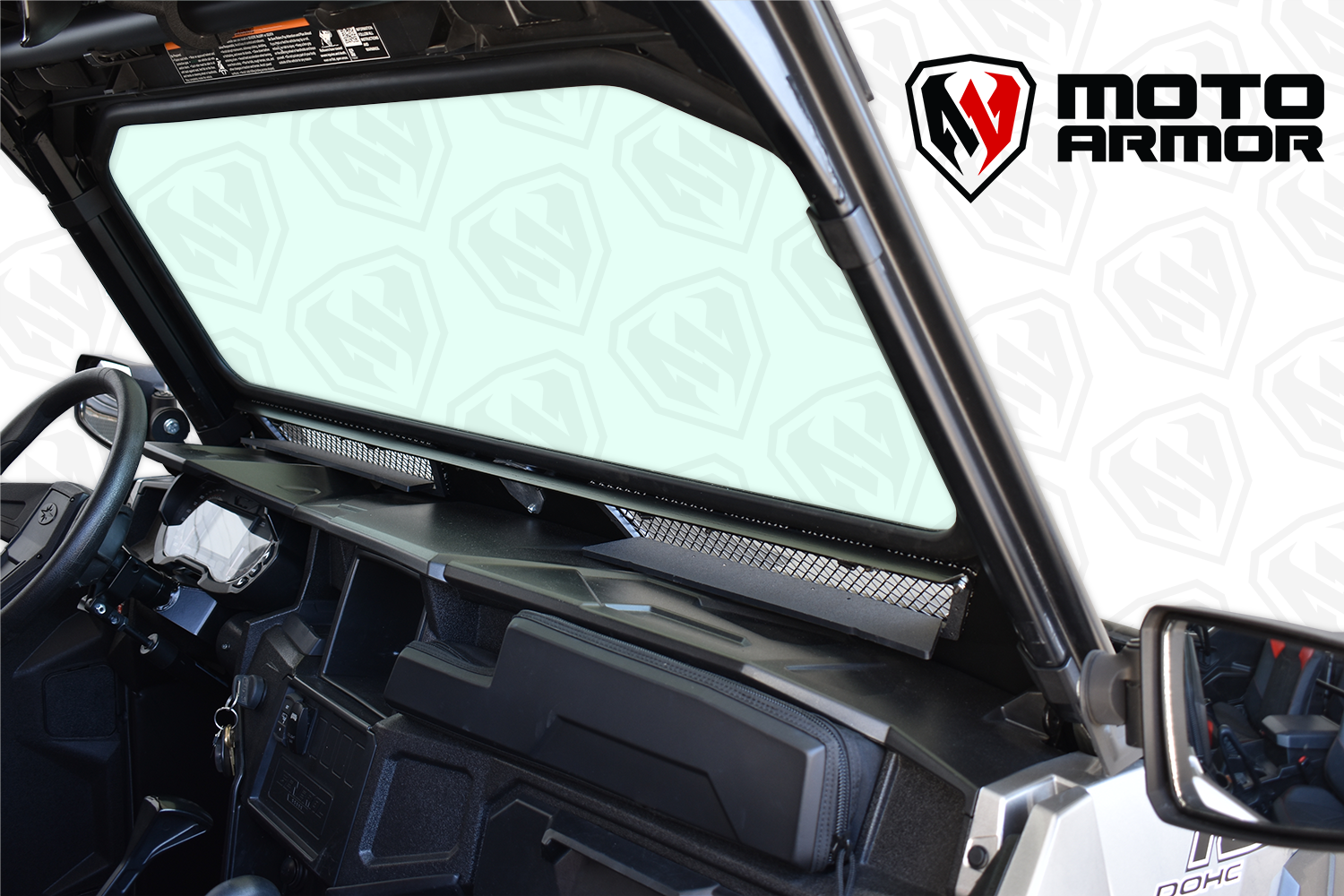 Photo of Vented Full Glass Windshield for Polaris General Black by Moto Armor - Premium for UTVs / Side by Sides