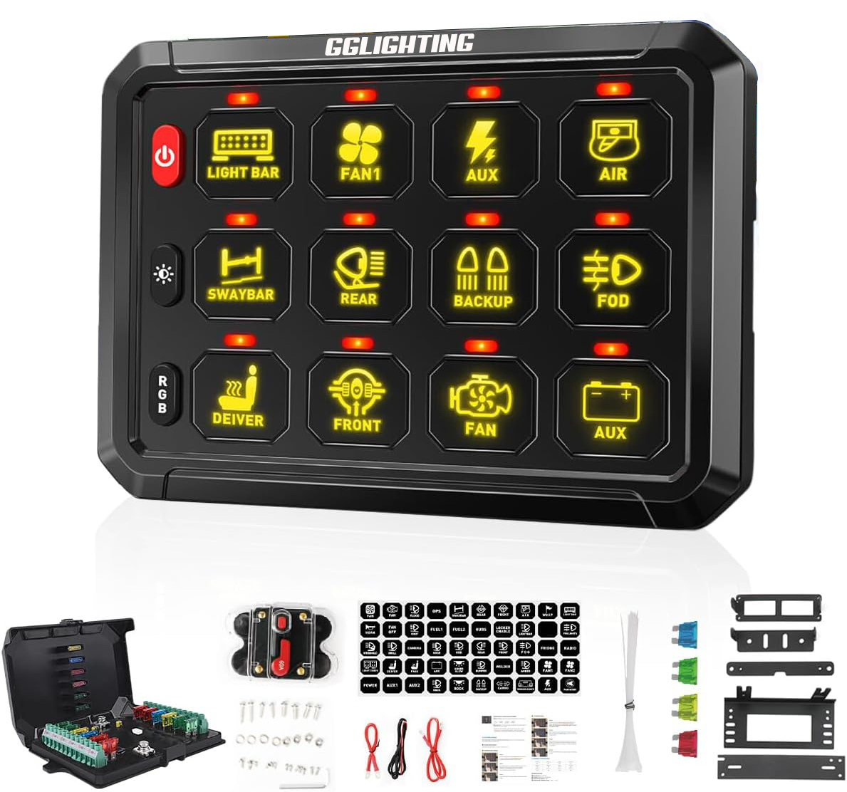 Photo of 12-Gang Switch Panel With RGB And Remote Control Bluetooth App by GGLighting - Premium for UTVs / Side by Sides