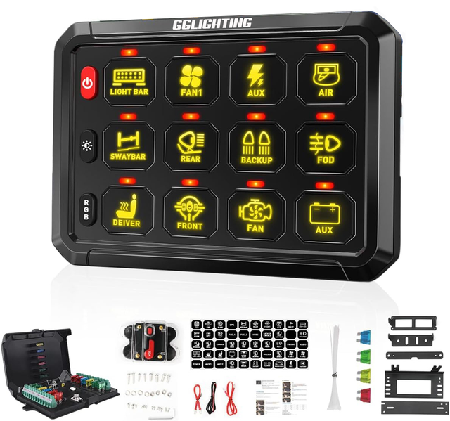 Photo of 12-Gang Switch Panel With RGB And Remote Control Bluetooth App by GGLighting - Premium for UTVs / Side by Sides