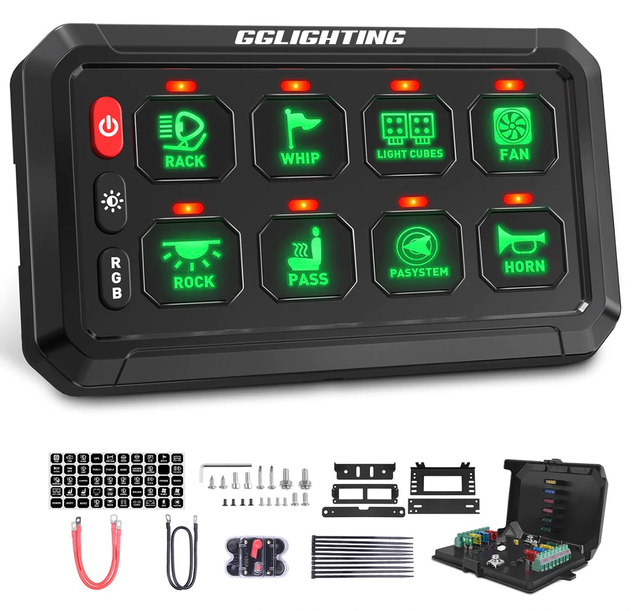 Photo of 8-Gang Switch Panel With RGB And Remote Control Bluetooth App by GGLighting - Premium for UTVs / Side by Sides
