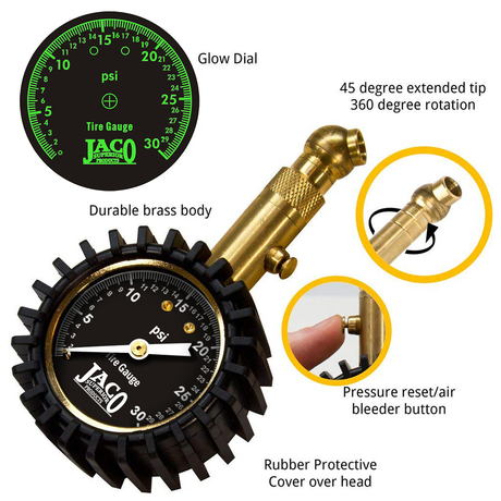 Photo of Elite® Low Pressure Tire Gauge - 30 PSI by JACO - Premium Tire Pressure Gauge for UTVs / Side by Sides