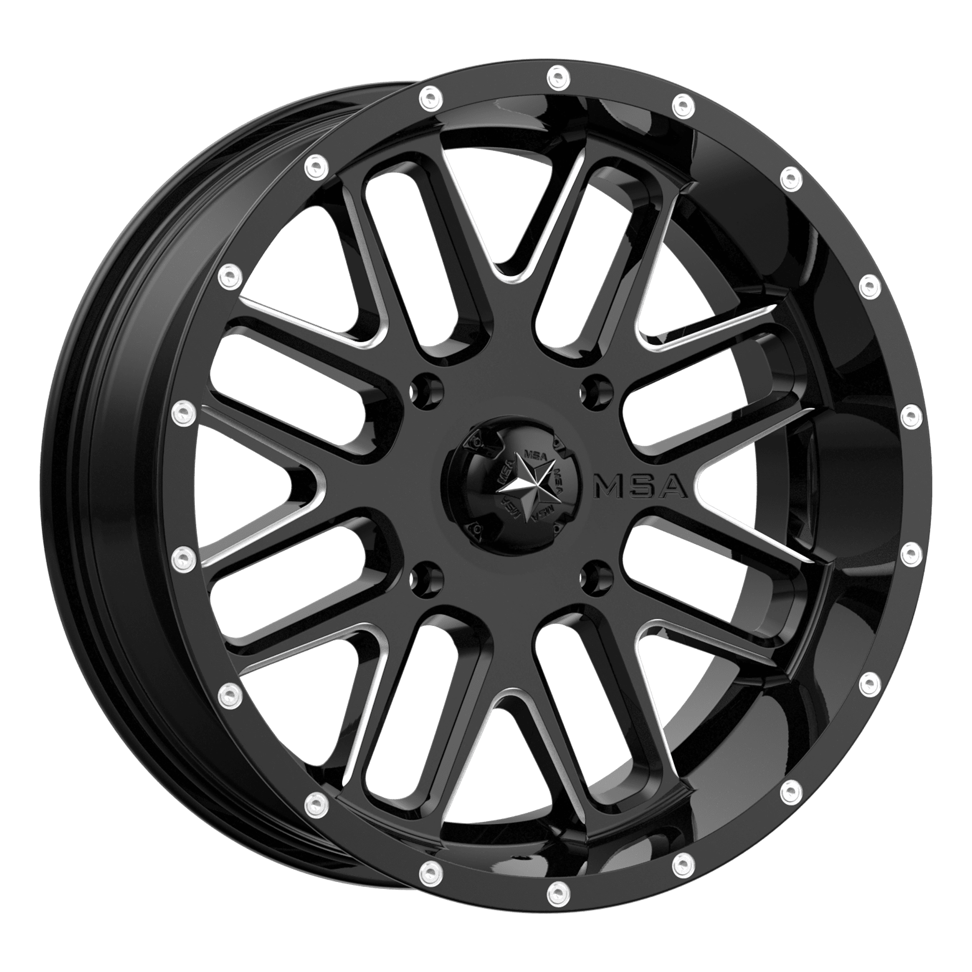 Photo of MSA M35 Bandit - Gloss Black Milled by MSA Offroad Wheels - Premium for UTVs / Side by Sides