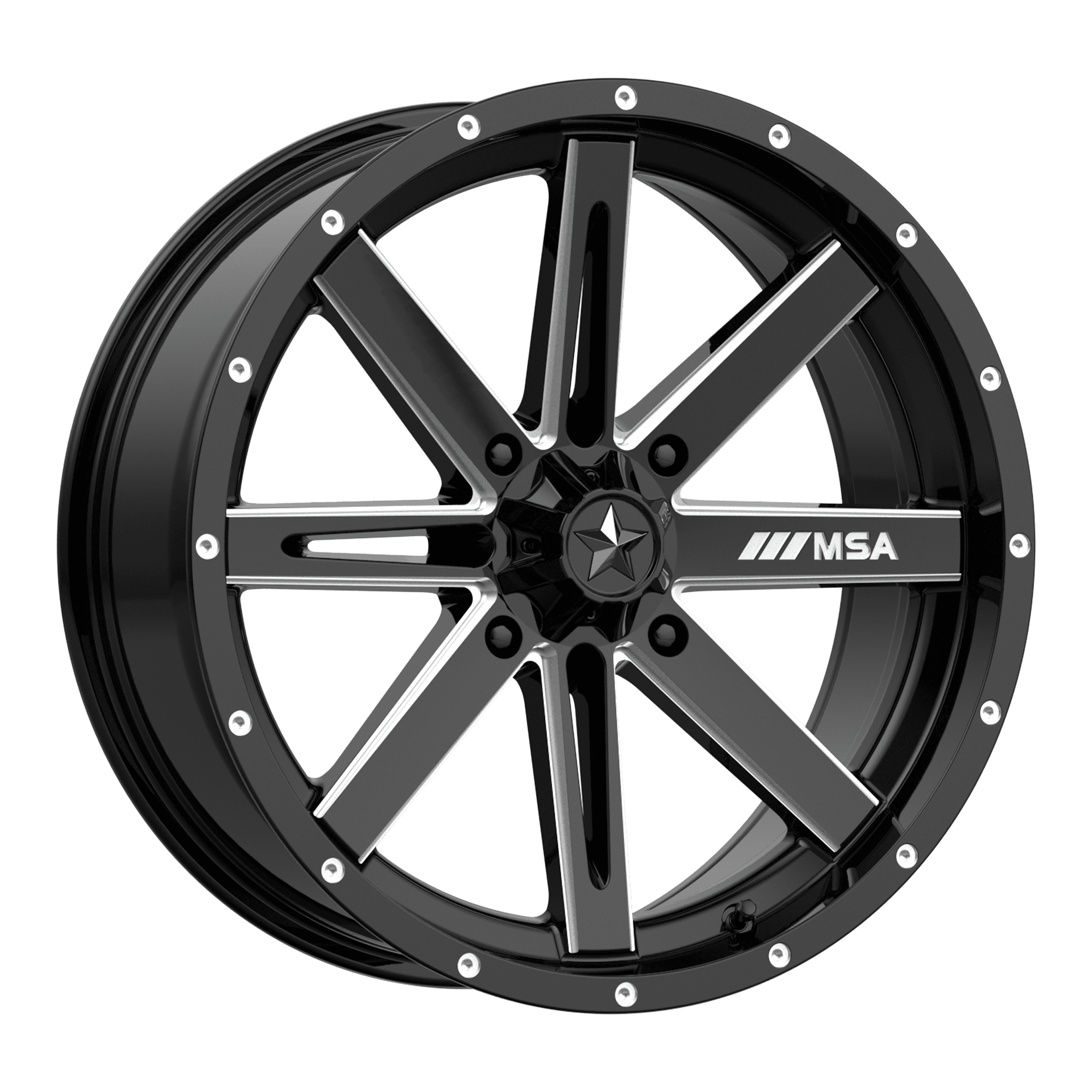 Photo of MSA M41 Boxer - Gloss Black Milled by MSA Offroad Wheels - Premium for UTVs / Side by Sides