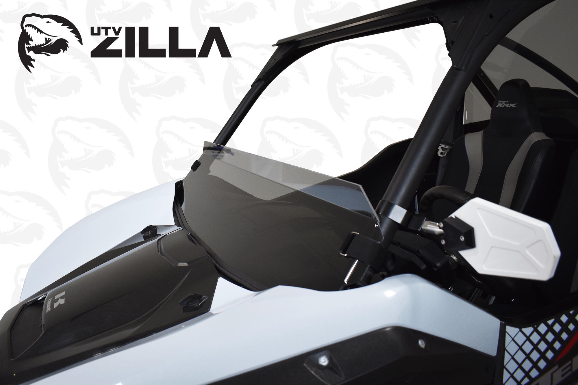 Photo of Polycarbonate TINTED Half Windshield with quick straps for KRX by UTVZILLA - Premium for UTVs / Side by Sides