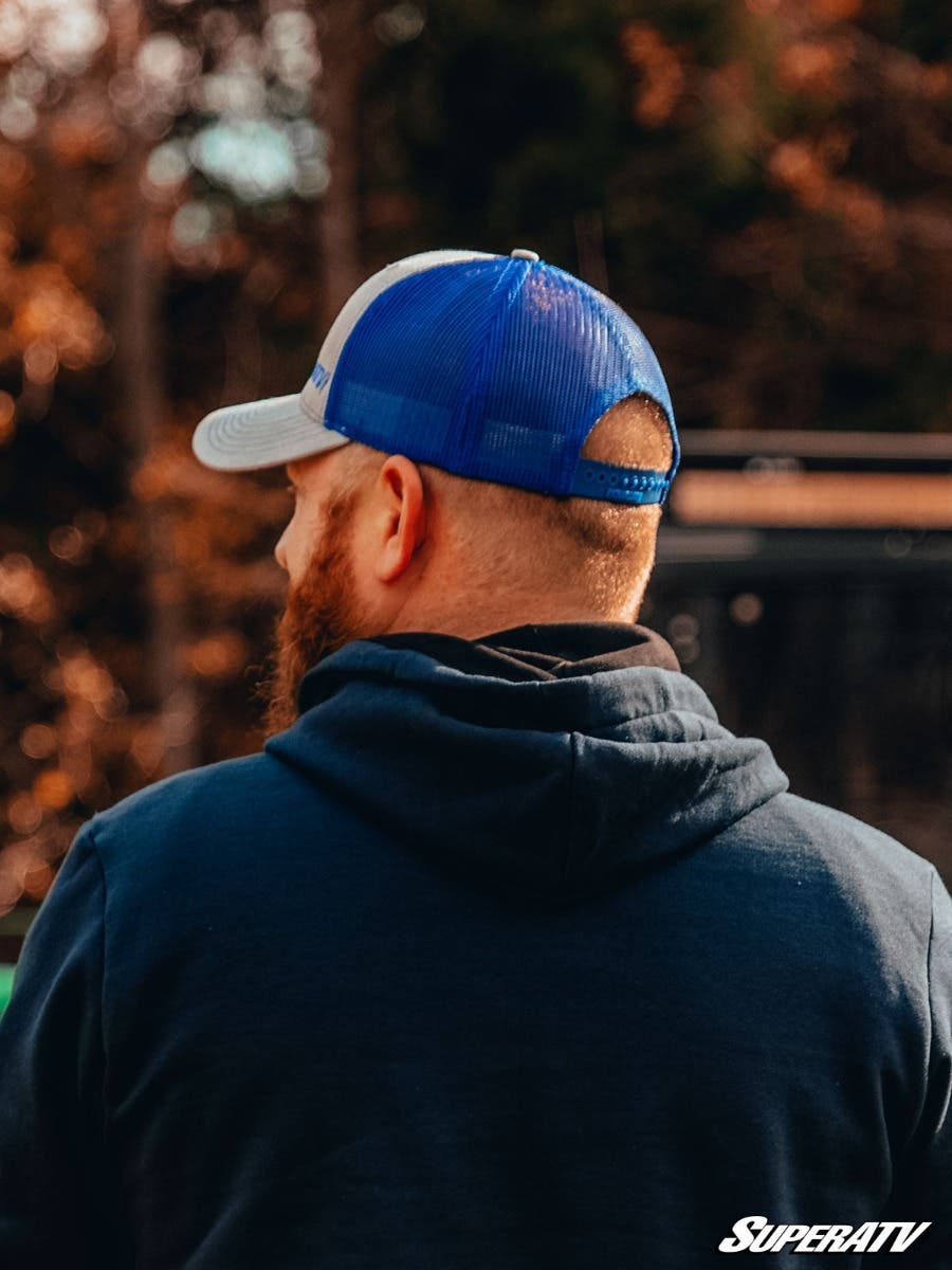 Photo of SuperATV Gray and Blue SuperATV Trucker Hat by SuperATV - Premium Apparel & Accessories for UTVs / Side by Sides