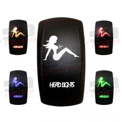 Photo of "Head Lights" Waterproof Rocker Switch by 50 Caliber Racing - Premium Rocker Switches for UTVs / Side by Sides