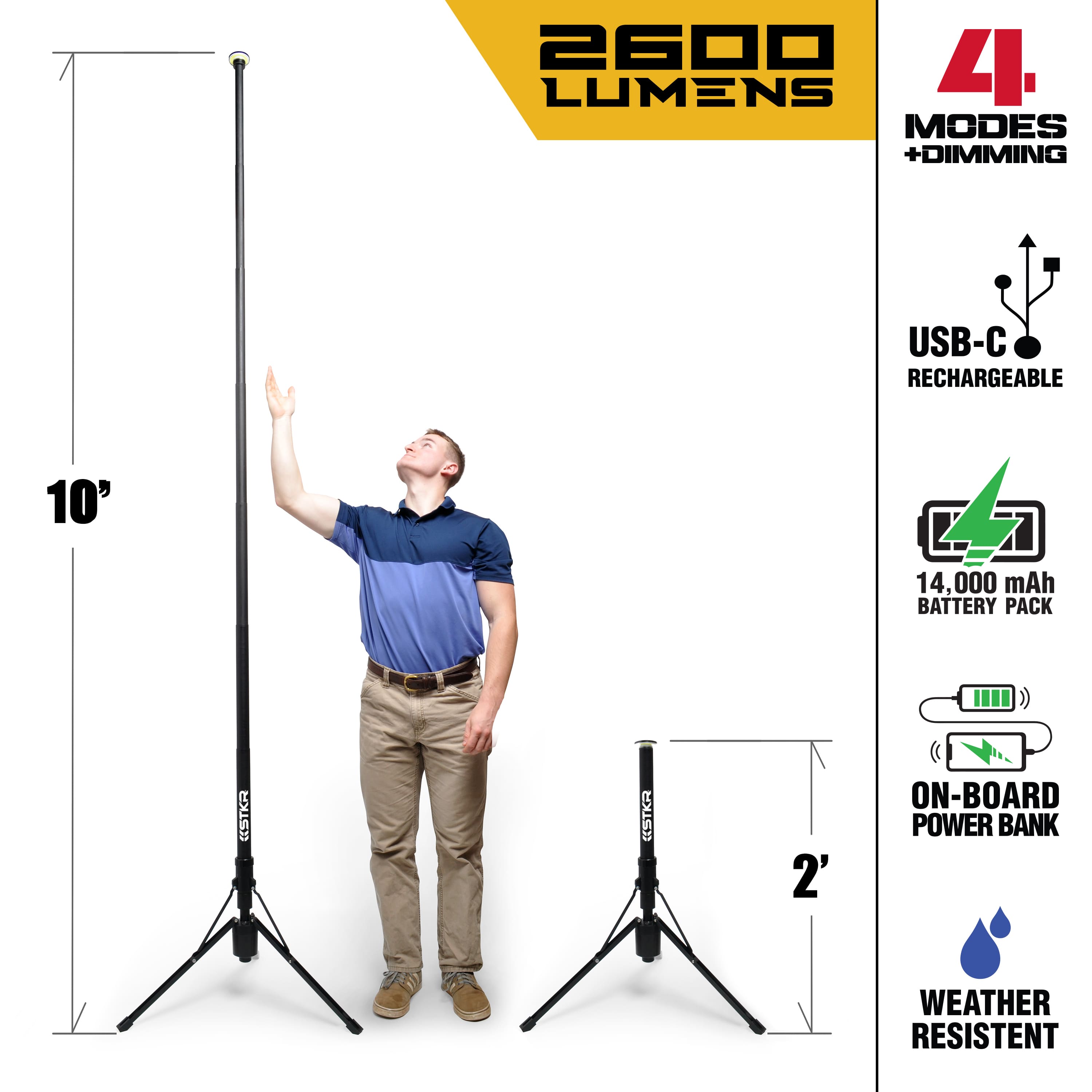 Photo of FLi-OVERLANDER 10' Telescoping Light with Wireless Remote by STKR Concepts - Premium Telescoping Light for UTVs / Side by Sides
