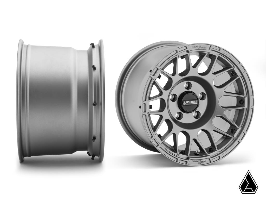 Standard XT Warrior Tires 35x10x15 on 15x10 Assault Industries Hellfire Matte Titanium 4/136 Pattern