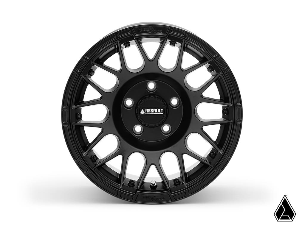 Standard XT Warrior Tires 30x10x15 on 15x10 Assault Industries Hellfire Satin Black Wheels 4/156 Pattern