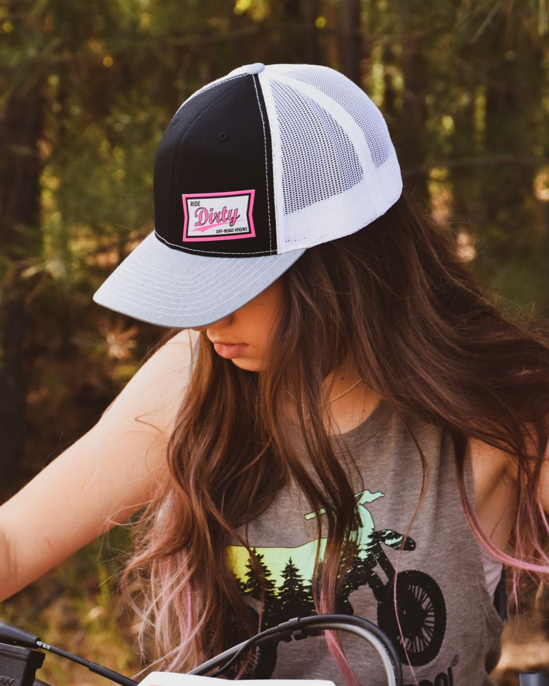 Photo of High Life Trucker Hat - Tri Black/White/Gray by OFF-ROAD VIXENS CLOTHING CO. - Premium Apparel & Accessories for UTVs / Side by Sides