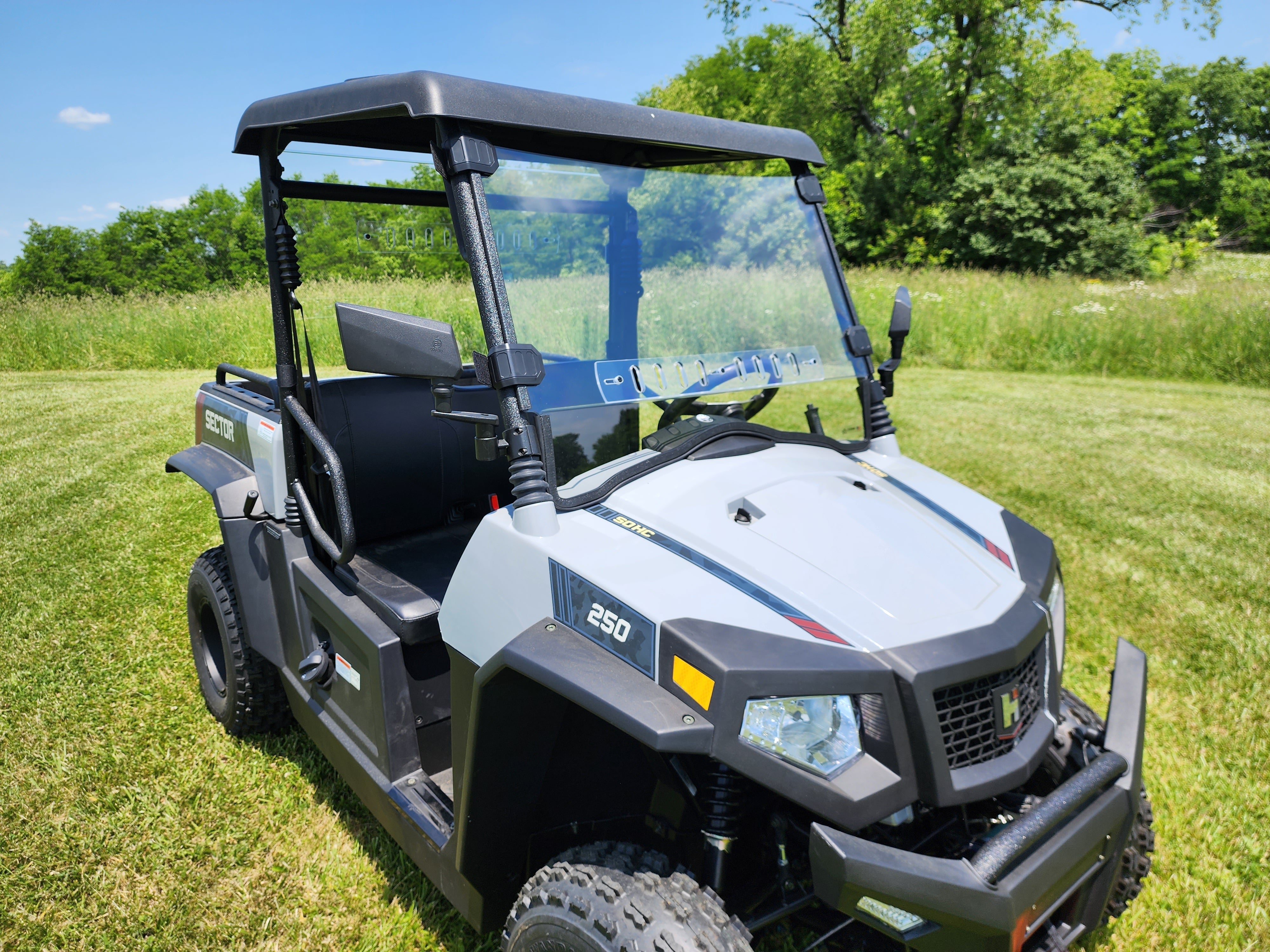 Photo of HiSun Sector 250 - 1 Pc Windshield with Vent and Hard Coat Options by 3 Star UTV - Premium Windshields for UTVs / Side by Sides