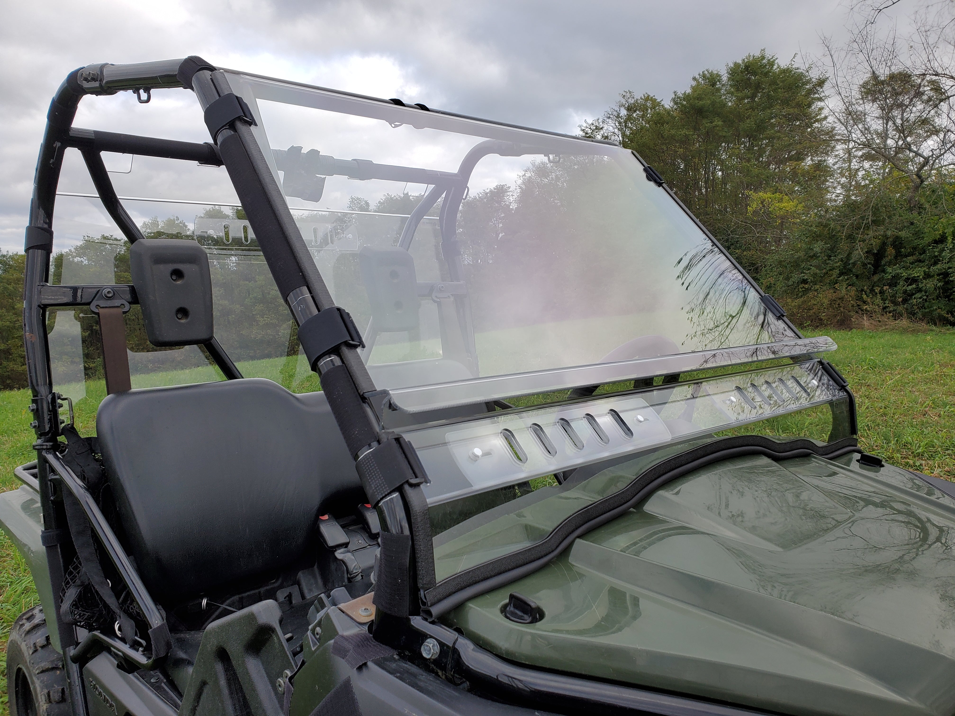 Photo of Honda Pioneer 500/520 - 2 Pc Windshield with Vent, Clamp, and Hard Coat Options by 3 Star UTV - Premium Windshields for UTVs / Side by Sides