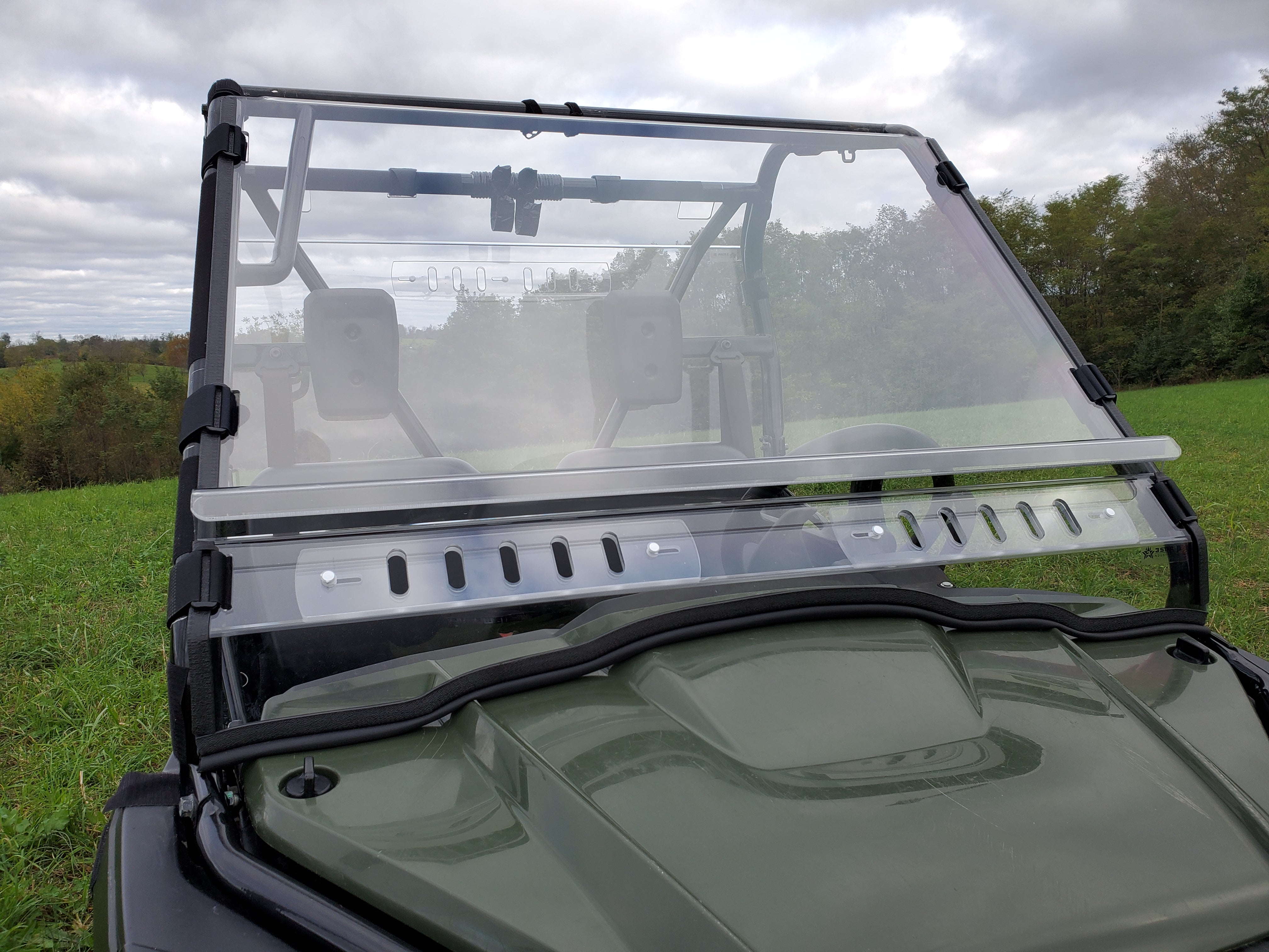 Photo of Honda Pioneer 500/520 - 2 Pc Windshield with Vent, Clamp, and Hard Coat Options by 3 Star UTV - Premium Windshields for UTVs / Side by Sides