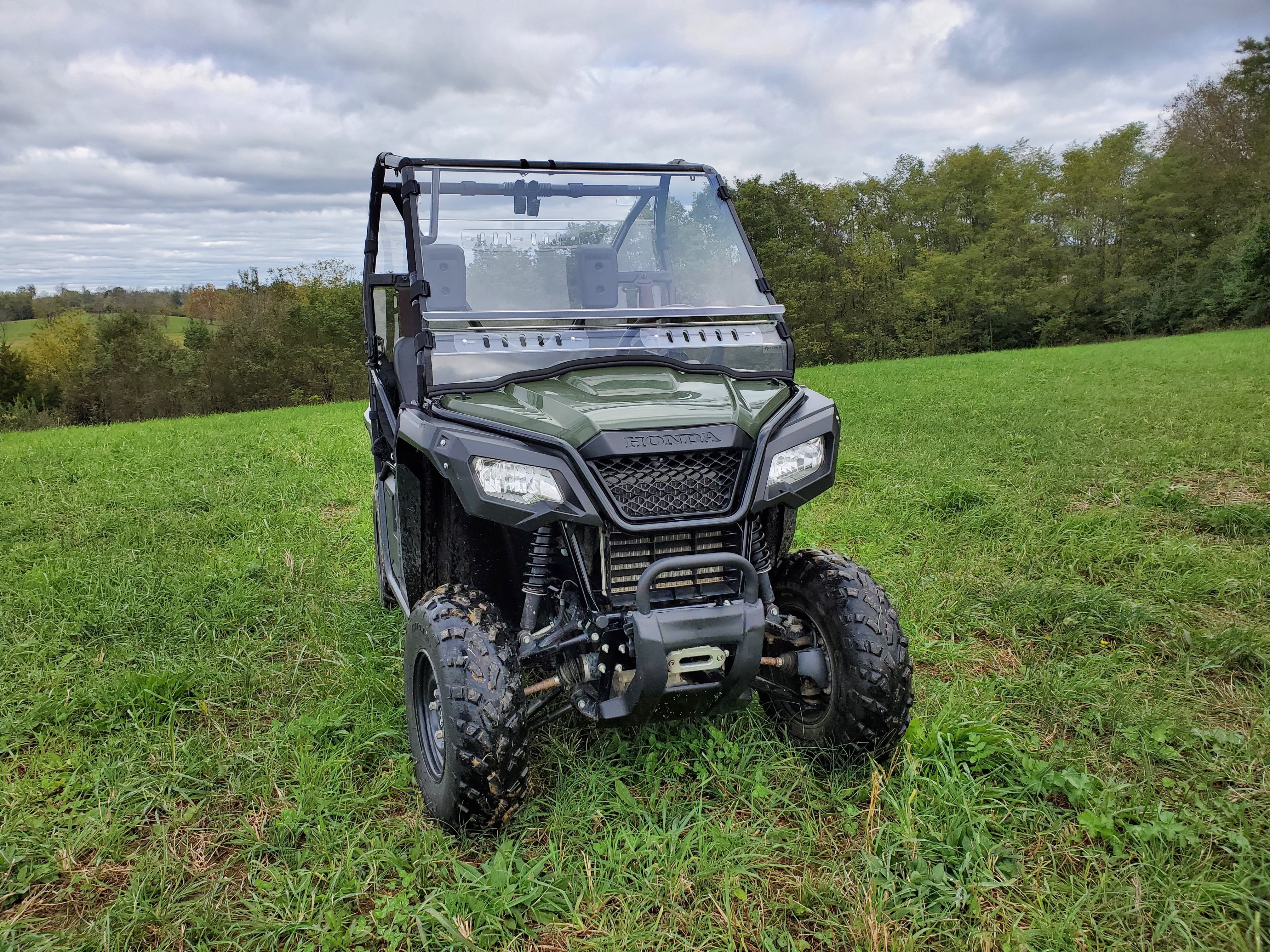 Photo of Honda Pioneer 500/520 - 2 Pc Windshield with Vent, Clamp, and Hard Coat Options by 3 Star UTV - Premium Windshields for UTVs / Side by Sides
