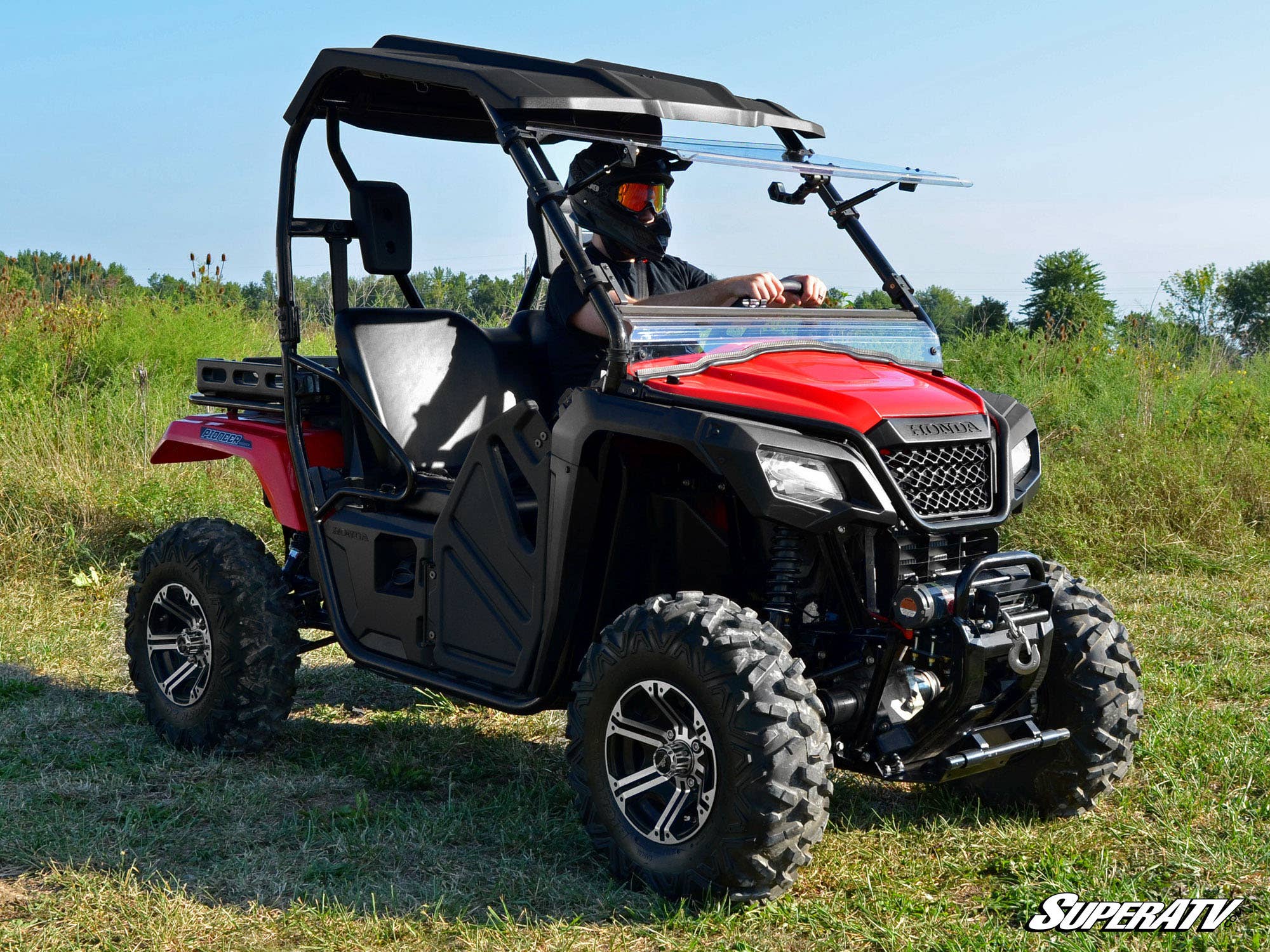 Photo of SuperATV Honda Pioneer 520 Scratch Resistant Flip Windshield by SuperATV - Premium Windshields for UTVs / Side by Sides