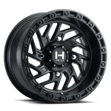 Hostile H116 Jigsaw UTV wheel — Asphalt / satin black, front view