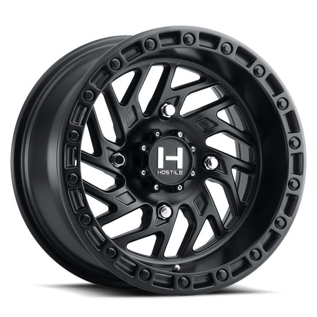 Hostile H116 Jigsaw UTV wheel — Asphalt / satin black, front view