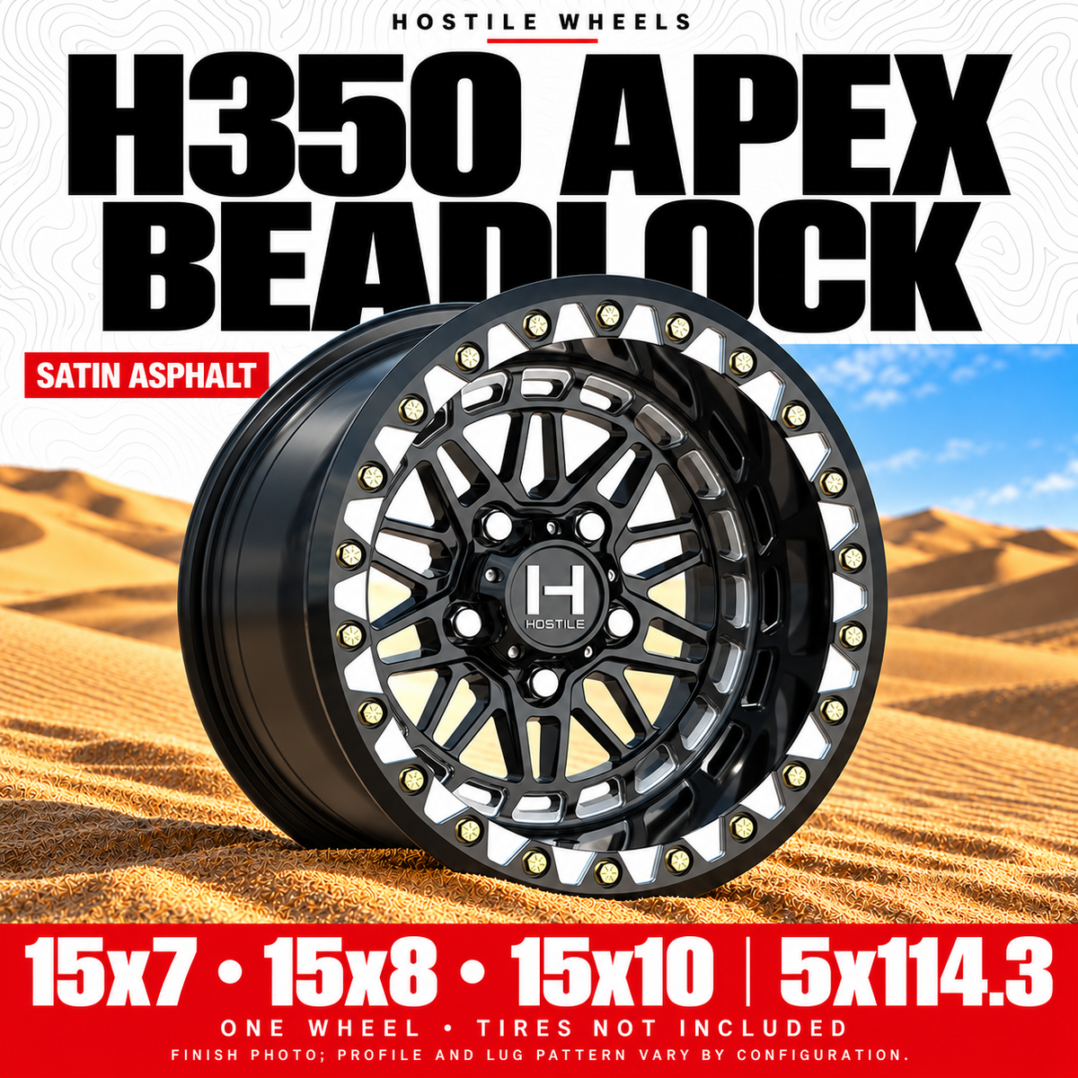 H350 Apex Beadlock — option; sold individually; tires not included