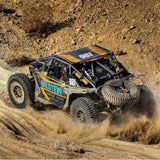 Hostile HF23 Baja Beadlock wheels on the number 981 Polaris desert race UTV. Race-action photo from UTV Obsessions' HF23 product gallery.