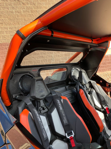 Photo of POLARIS RZR PRO R REAR WINDSHIELD W/ROCKFORD FOSGATE SYSTEM 2022-24 by Dirt Warrior Accessories - Premium WINDSHIELD for UTVs / Side by Sides
