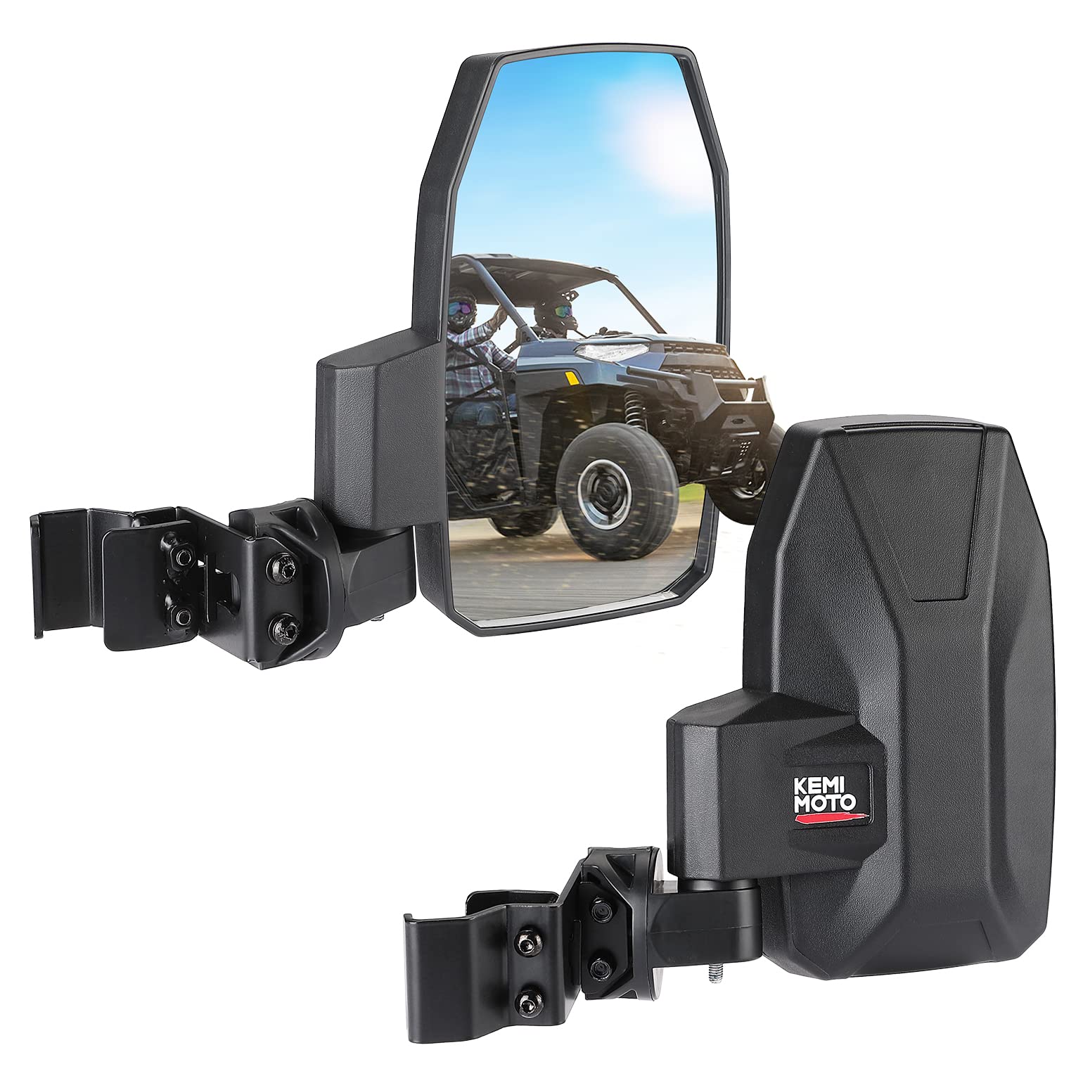 Photo of Upgraded UTV Wider Pro-Fit Side Mirrors for Polaris / Can-Am (1 pair) by Kemimoto - Premium for UTVs / Side by Sides