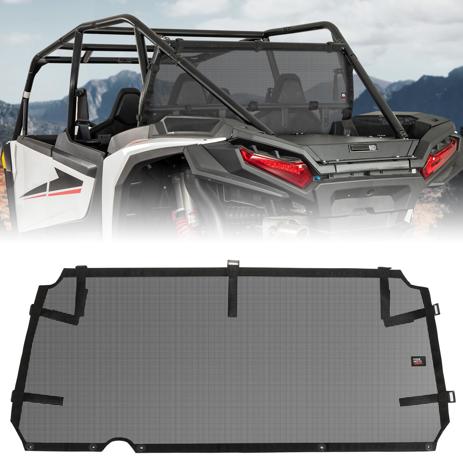 Photo of Rear Window Net for Polaris RZR XP 1000/4 1000 2024/2025+ by Kemimoto - Premium for UTVs / Side by Sides