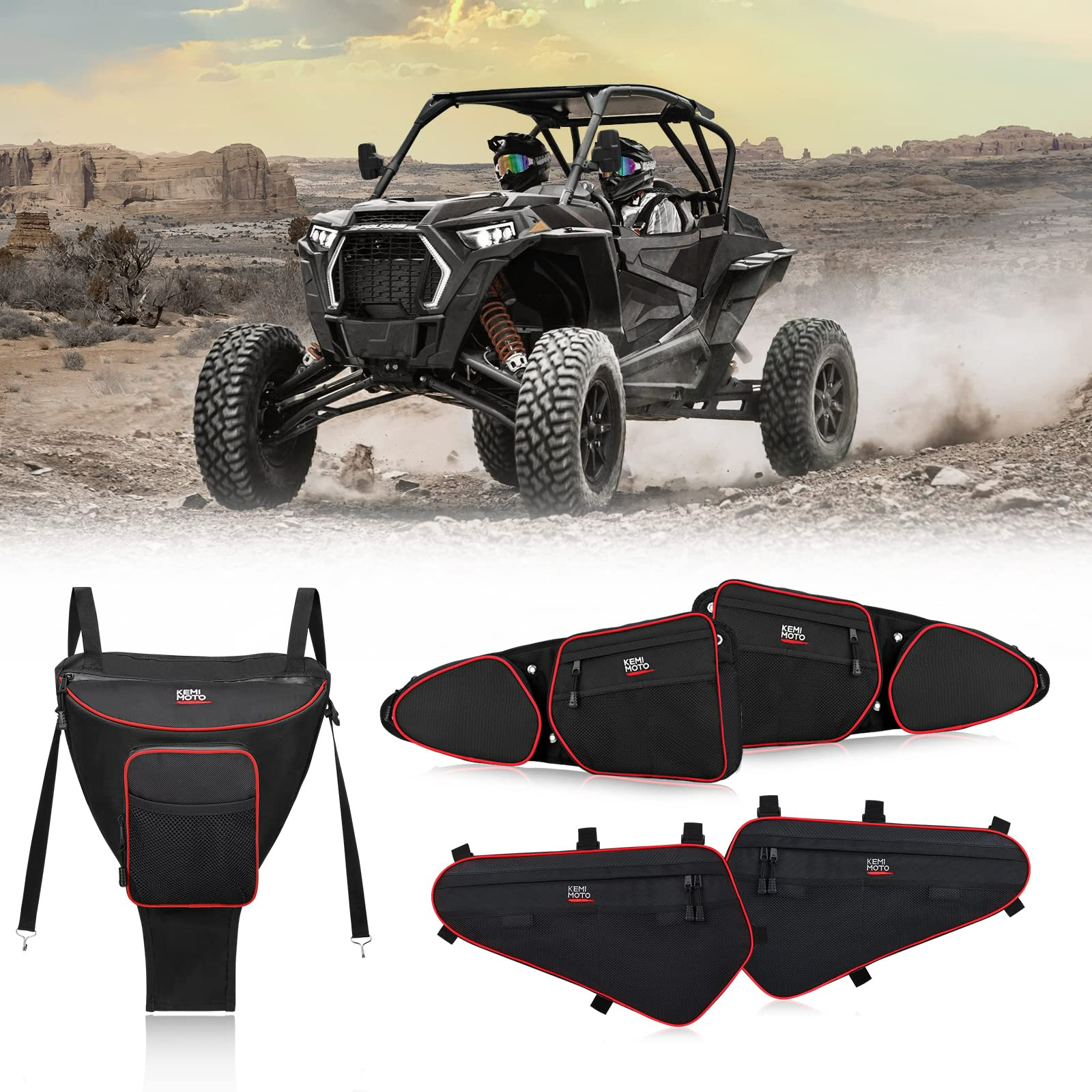 Photo of Storage Bag Set (5 PCS) for Polaris RZR by Kemimoto - Premium for UTVs / Side by Sides
