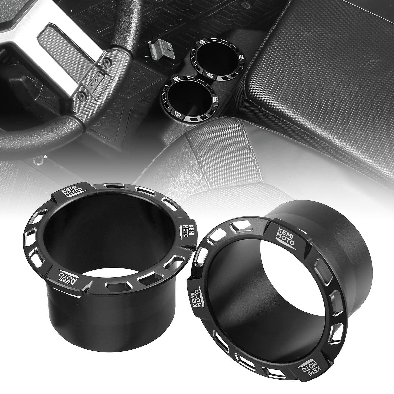 Photo of UTV CNC Aluminum Cup Holder for Polaris RZR/ Ranger (2 Pack) by Kemimoto - Premium for UTVs / Side by Sides