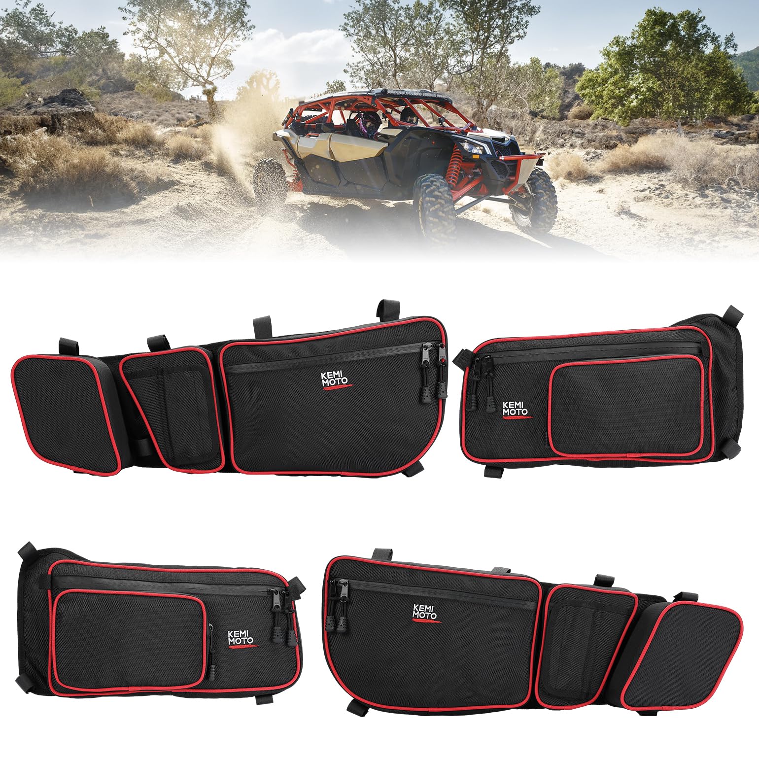 Photo of Kemimoto Front and Rear Door Bags for Can Am Maverick X3 Max by Kemimoto - Premium for UTVs / Side by Sides