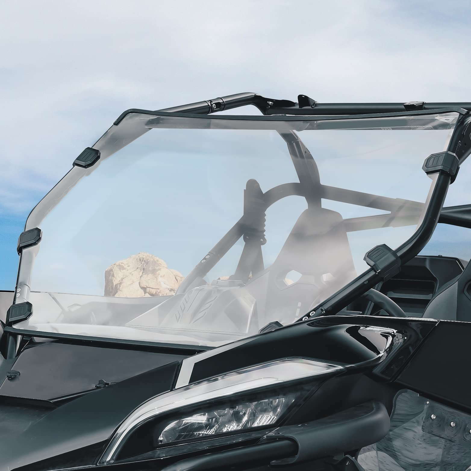 Photo of Scratch Resistant Full Windshield for CFMOTO ZForce 950 by Kemimoto - Premium for UTVs / Side by Sides