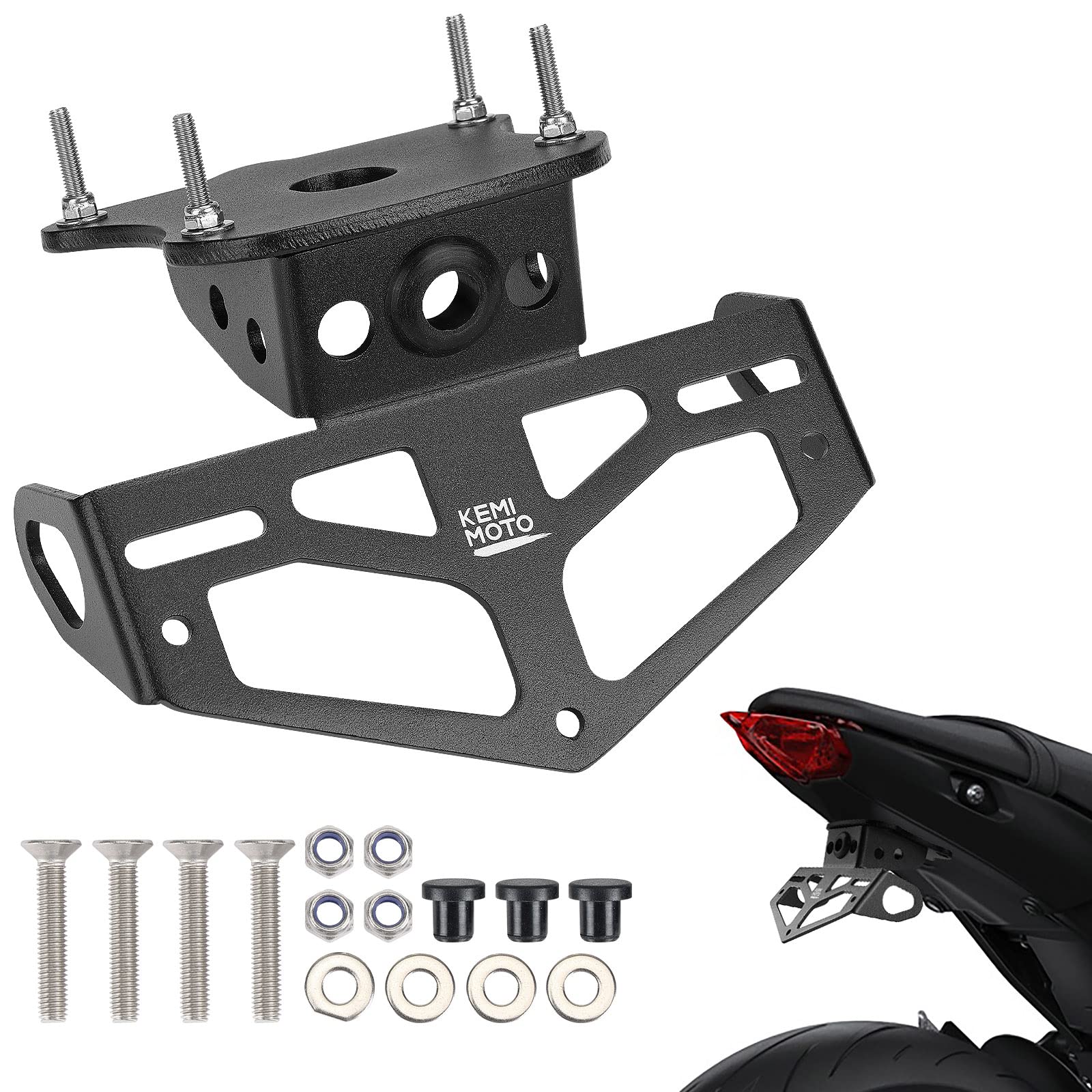 Photo of Fender Eliminator License Plate Bracket for MT09 FZ09 2021-2023 by Kemimoto - Premium for UTVs / Side by Sides