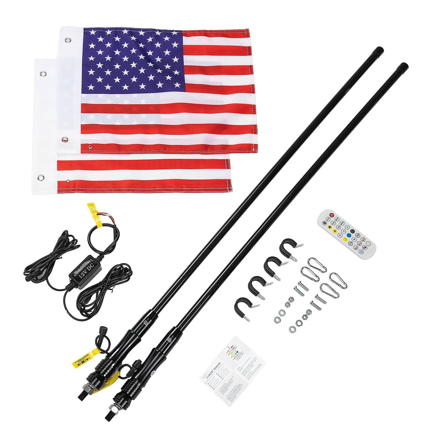 Photo of 2pcs 4FT Black Limited LED Whip Light with RF Remote Control by Kemimoto - Premium for UTVs / Side by Sides
